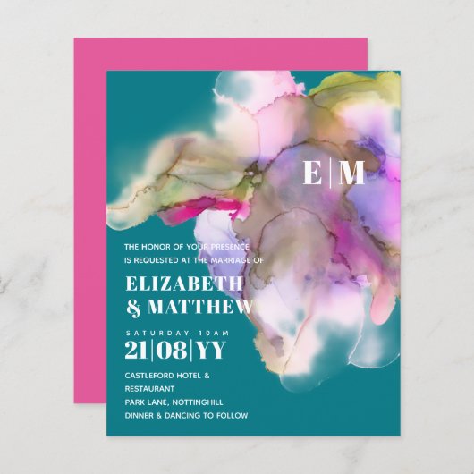 BUDGET Watercolor Trouw Abstract Paars Grijs (Voorkant / Achterkant)