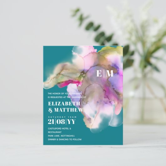 BUDGET Watercolor Trouw Abstract Paars Grijs (Staand voorkant)