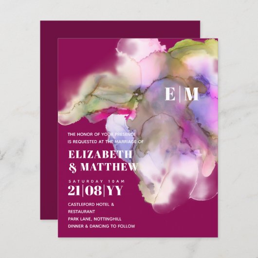 BUDGET Watercolor Trouw Abstract Paars Grijs (Voorkant / Achterkant)