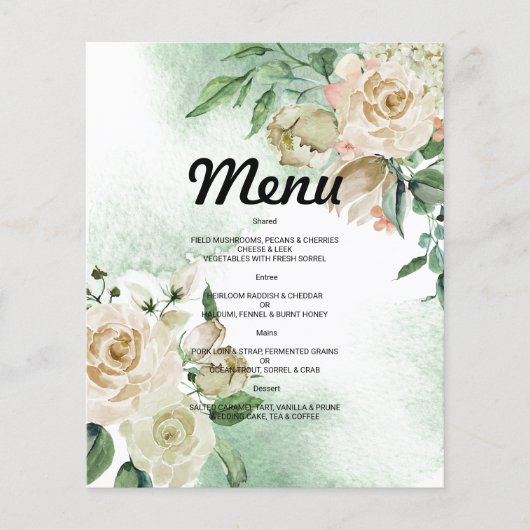 Budget Watercolor TROUW MENU. Flyer (Voorkant)