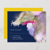 BUDGET Watercolor Trouwdag Abstract Paars  rsvp (Voorkant / Achterkant)