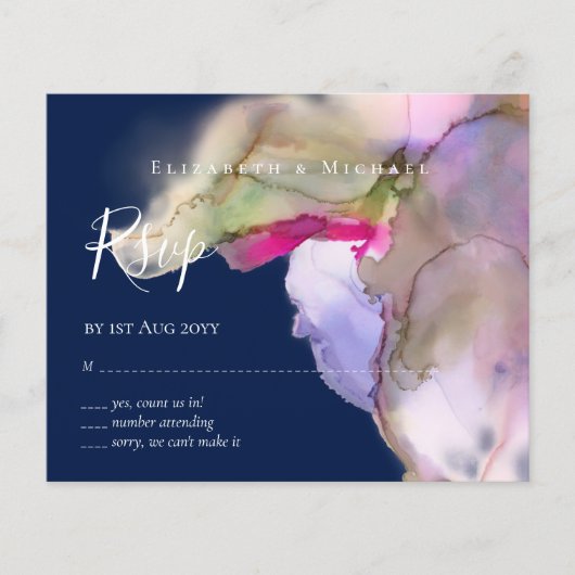 BUDGET Watercolor Trouwdag Abstract Paars  rsvp (Voorkant)