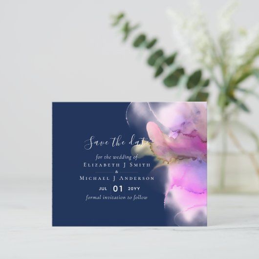 BUDGET Watercolor Trouwdag Abstract Save Dates (Staand voorkant)