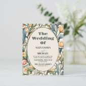 Budget Watercolor Tulpen William Morris Bruiloft (Staand voorkant)