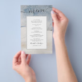 Budget Watercolor Winter Blau Zilver Trouw Menu (Hand)
