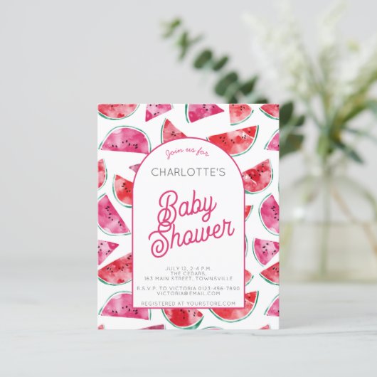 Budget Watermeloen Baby shower Uitnodiging (Staand voorkant)