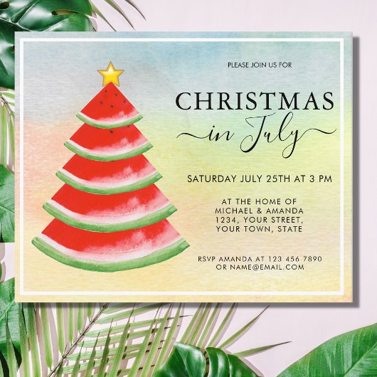 Budget Watermeloen Christmas in July-feestuitnodig