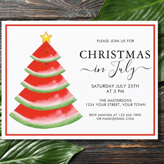Budget Watermeloen Christmas in July-feestuitnodig
