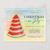 Budget Watermeloen Kerstmis in juli Uitnodiging (Voorkant)