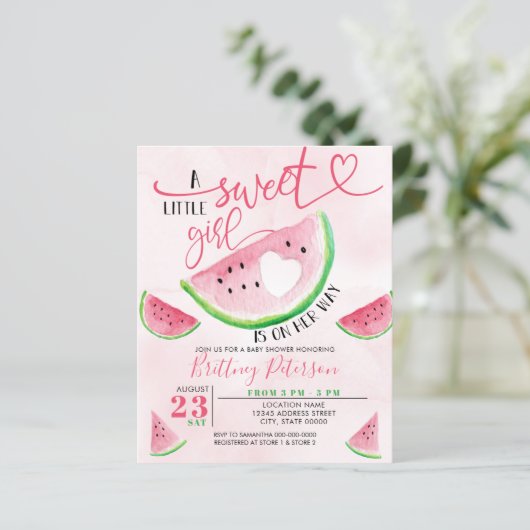 Budget Watermeloen Roze Baby shower Invitation (Staand voorkant)