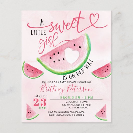Budget Watermeloen Roze Baby shower Invitation (Voorkant)