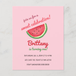 Budget watermeloen zomer verjaardagsfeestuitnodigi