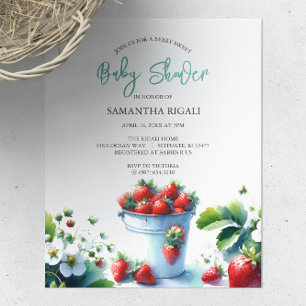 Budget Waterverf Aardbei Baby shower Flyer