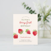 Budget Waterverf Aardbeienbessen Eerste Verjaardag (Staand voorkant)