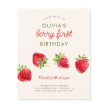 Budget Waterverf Aardbeienbessen Eerste Verjaardag