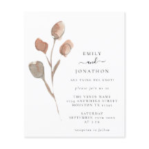 Budget Waterverf Artsy Leaf Wedding Invite