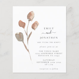 Budget Waterverf Artsy Leaf Wedding Invite