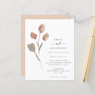 Budget Waterverf Artsy Leaf Wedding Invite