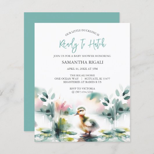 Budget Waterverf Baby shower Duck Thema (Voorkant / Achterkant)