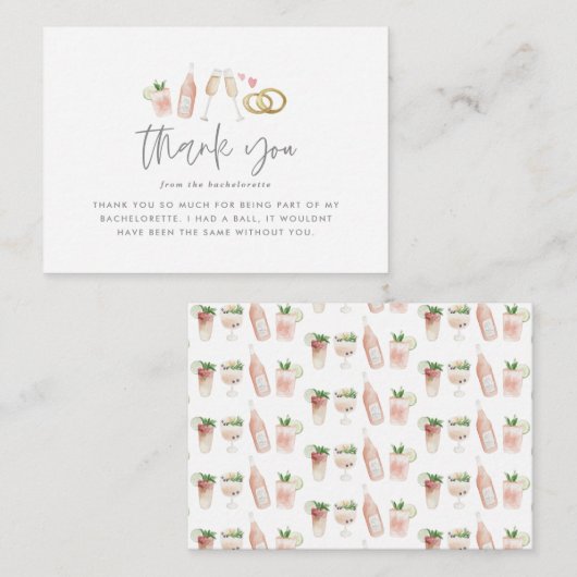 budget Waterverf bachelorette champagne bedankt Notitiekaartje (Voorkant / Achterkant)