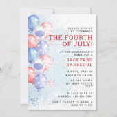 Budget Waterverf Ballonnen Vierde Juli BBQ Kaart (Voorkant)