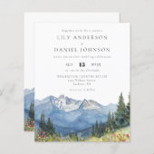 Budget Waterverf Berg Huwelijksuitnodiging (Voorkant / Achterkant)