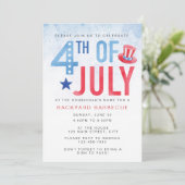 Budget Waterverf Blauw Vierde van juli Partij Kaart (Staand voorkant)