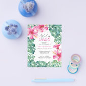 Budget Waterverf Bloemen Baby shower Flyer (Enkel)