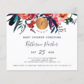 Budget waterverf bloemen babyshower uitnodiging (Voorkant)
