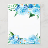 Budget Waterverf Blue Floral Weddenschap (Achterkant)