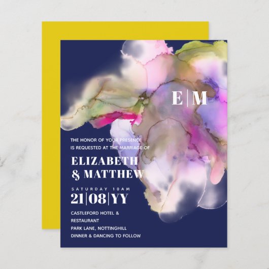 BUDGET Waterverf bruiloft  uitnodigingen (Voorkant / Achterkant)