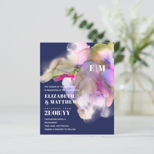 BUDGET Waterverf bruiloft uitnodigingen (Staand voorkant)