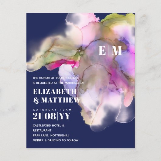BUDGET Waterverf bruiloft  uitnodigingen (Voorkant)