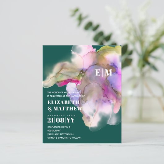 BUDGET Waterverf bruiloft  uitnodigingen (Staand voorkant)