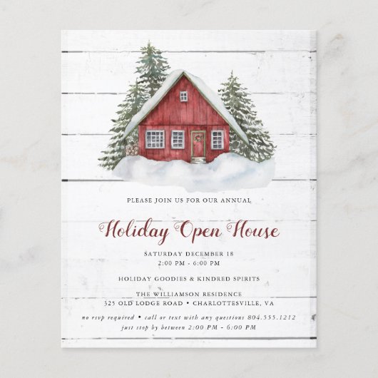 Budget Waterverf Cabin Holiday Open Huis Flyer (Voorkant)