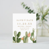 Budget Waterverf Cactus Dessert Save the Date (Staand voorkant)