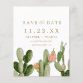 Budget Waterverf Cactus Dessert Save the Date (Voorkant)