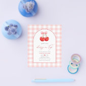 BUDGET Waterverf Cherry op Top Baby Girl Shower Flyer (Enkel)