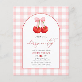 BUDGET Waterverf Cherry op Top Baby Girl Shower Flyer