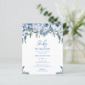 Budget Waterverf Dusty Blue Floral Baby shower (Staand voorkant)