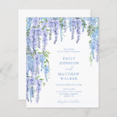 BUDGET Waterverf Dusty Blue Floral Bruiloft Uitnod (Voorkant / Achterkant)