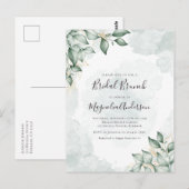 BUDGET Waterverf Eucalyptus Bridal Brunch Briefkaart (Voorkant / Achterkant)