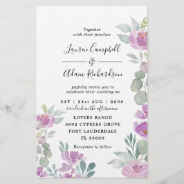 Budget Waterverf Eucalyptus Pink Wedding Uitnodigi