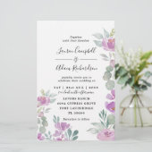 Budget Waterverf Eucalyptus Pink Wedding Uitnodigi (Staand voorkant)