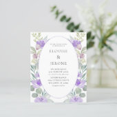 Budget Waterverf Floral Paarse bruiloft uitnodigin (Staand voorkant)