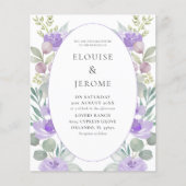 Budget Waterverf Floral Paarse bruiloft uitnodigin (Voorkant)
