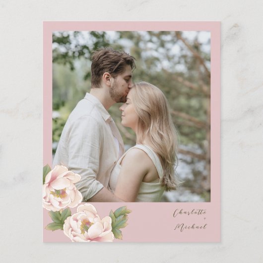 BUDGET Waterverf Floral Photo Wedding Invitae (Achterkant)