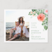 Budget Waterverf Floral QR Code Save the Date Briefkaart (Voorkant)