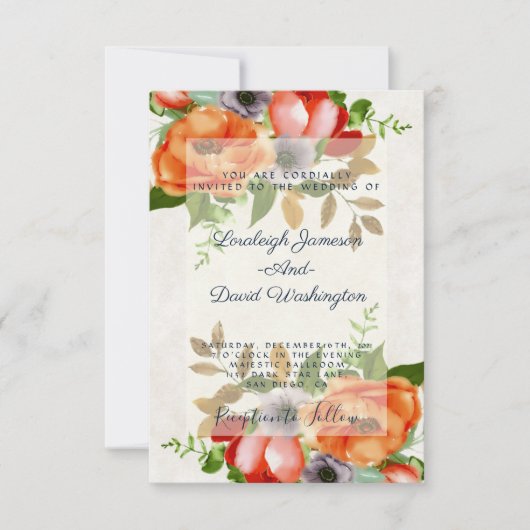 Budget Waterverf florale bruiloft uitnodiging (Voorkant)