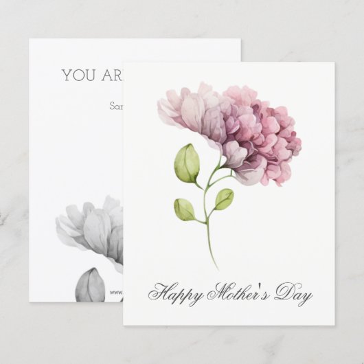 Budget  Waterverf Florals Moederdag Card (Voorkant / Achterkant)